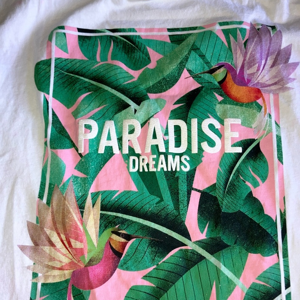 H&M Tropical Paradise White and Green Tank Top - Picture 3 of 3